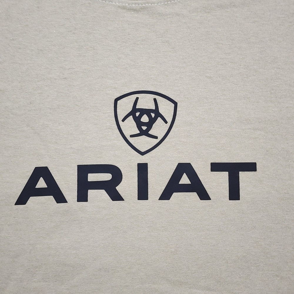 Ariat Mens Logo Graphic T-Shirt Tan Beige Short Sleeve Crew Neck Size M - Picture 3 of 6